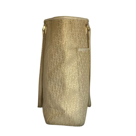 Christian Dior White and Gold Monogram Tote Bag Vintage - Picture 6 of 16